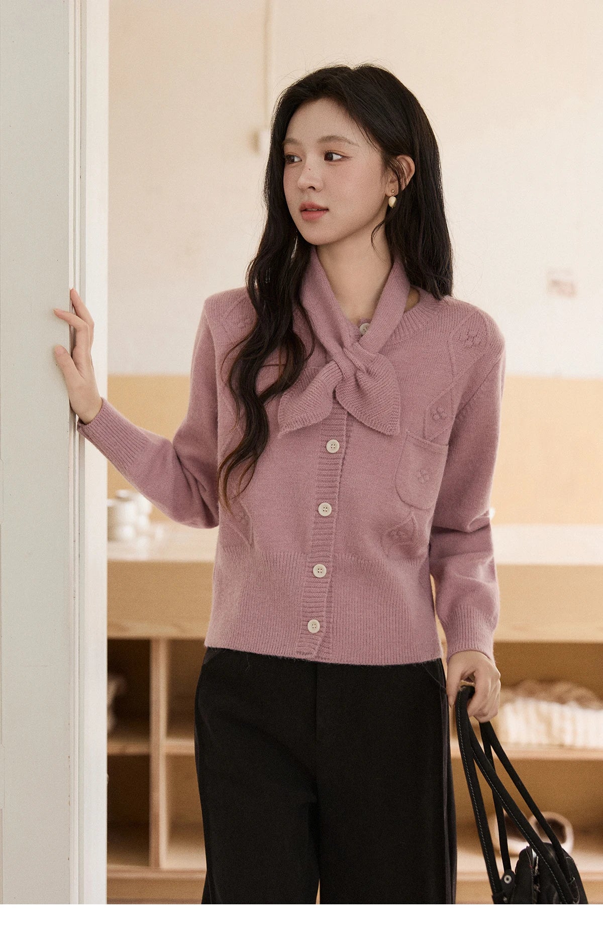 Mishow Taro Purple Detachable Scarf Sweater MXE91Z2825