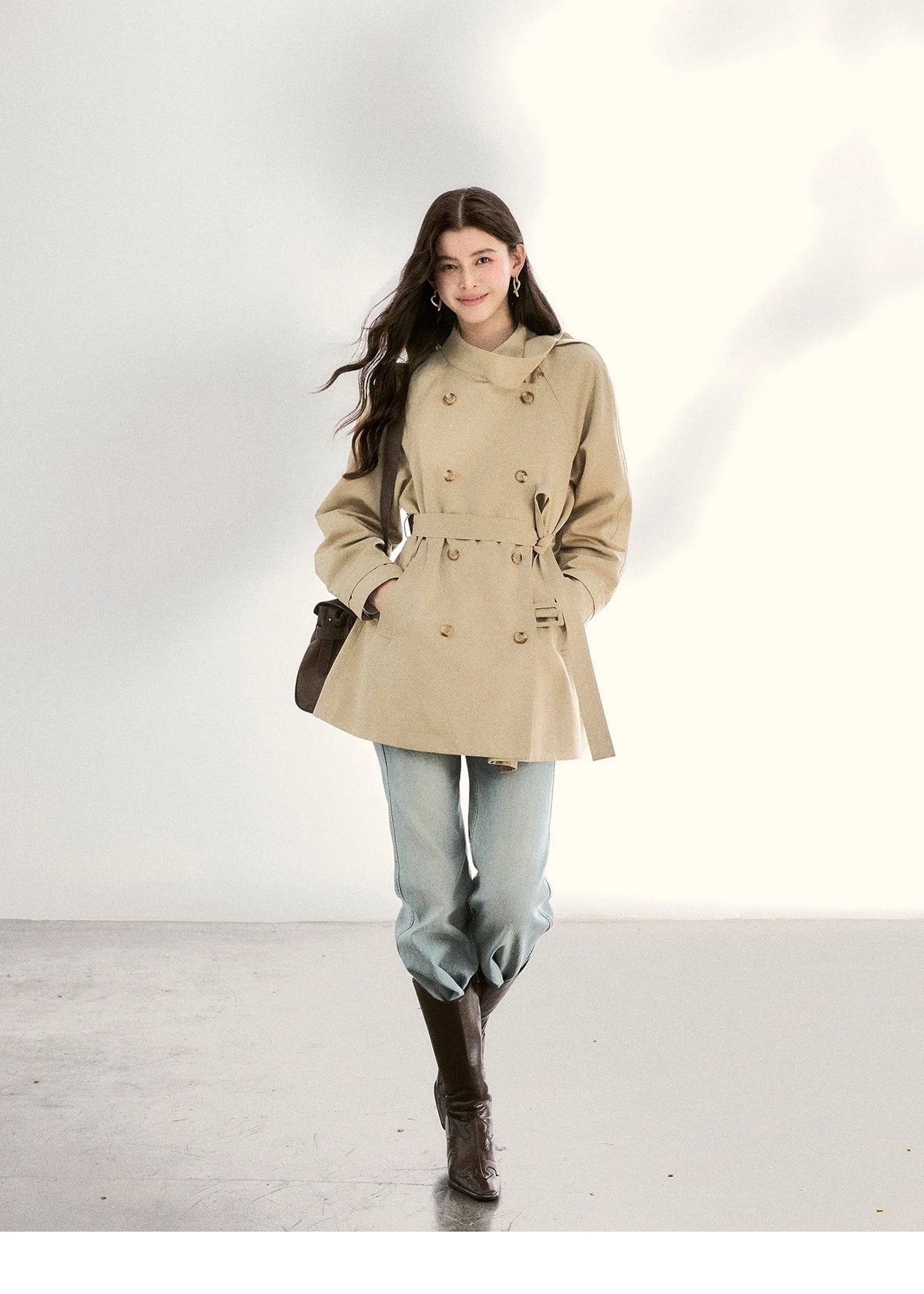 Mishow Double-Breasted Belted Mid-Length Trench MXF11W1031