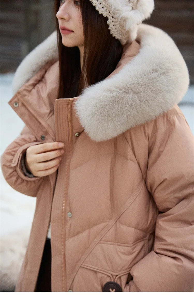 Mishow Fox Fur Collar 90% White Duck Down Jacket MXE51Y0082