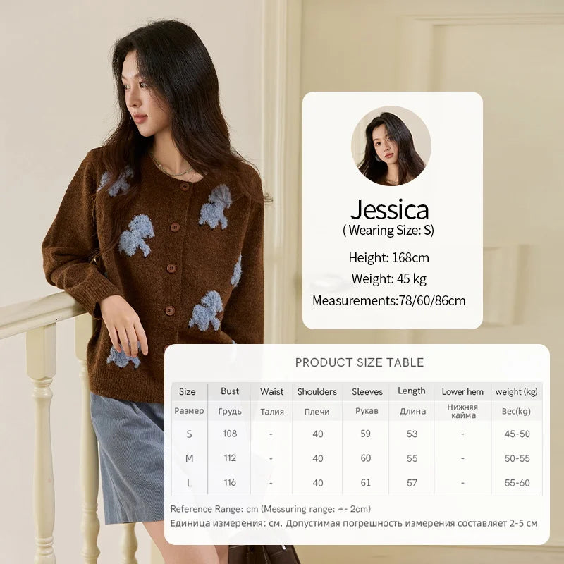 Mishow Lamb Jacquard Round Neck Cardigan MXE48Z2571