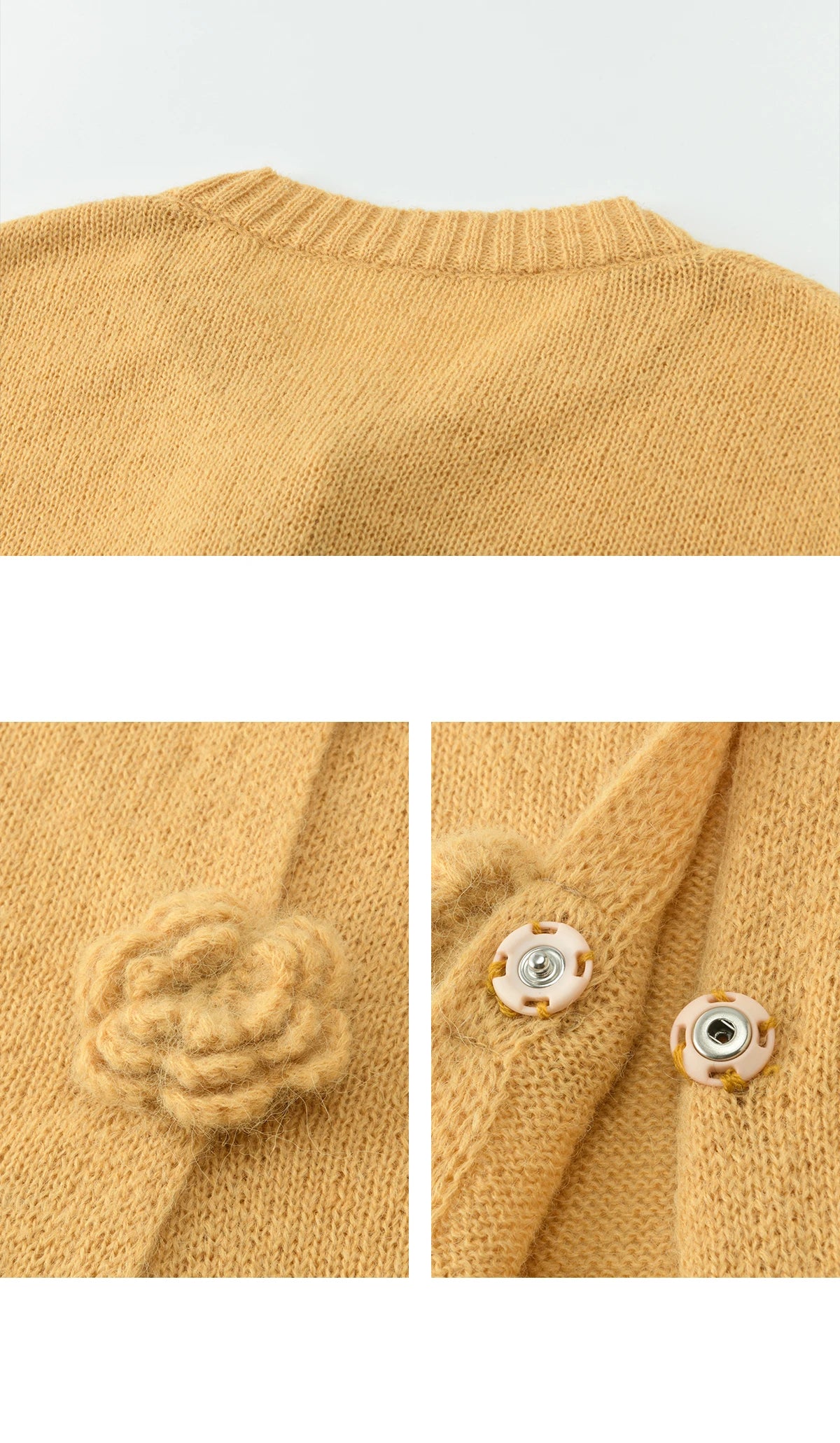 Mishow Flower Decor Mohair Fork Knit Cardigan MXF15Z3051