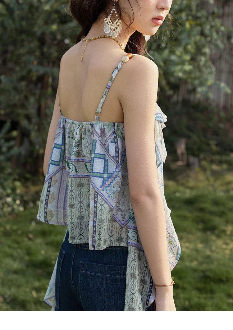 Mishow Plaid Ruffled Layer Chiffon Camisole MXE33X1803