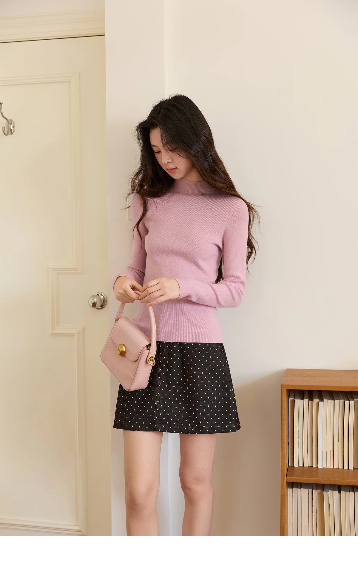 Mishow Minimalist Mock Neck Slim Pullover MXE48Z2583
