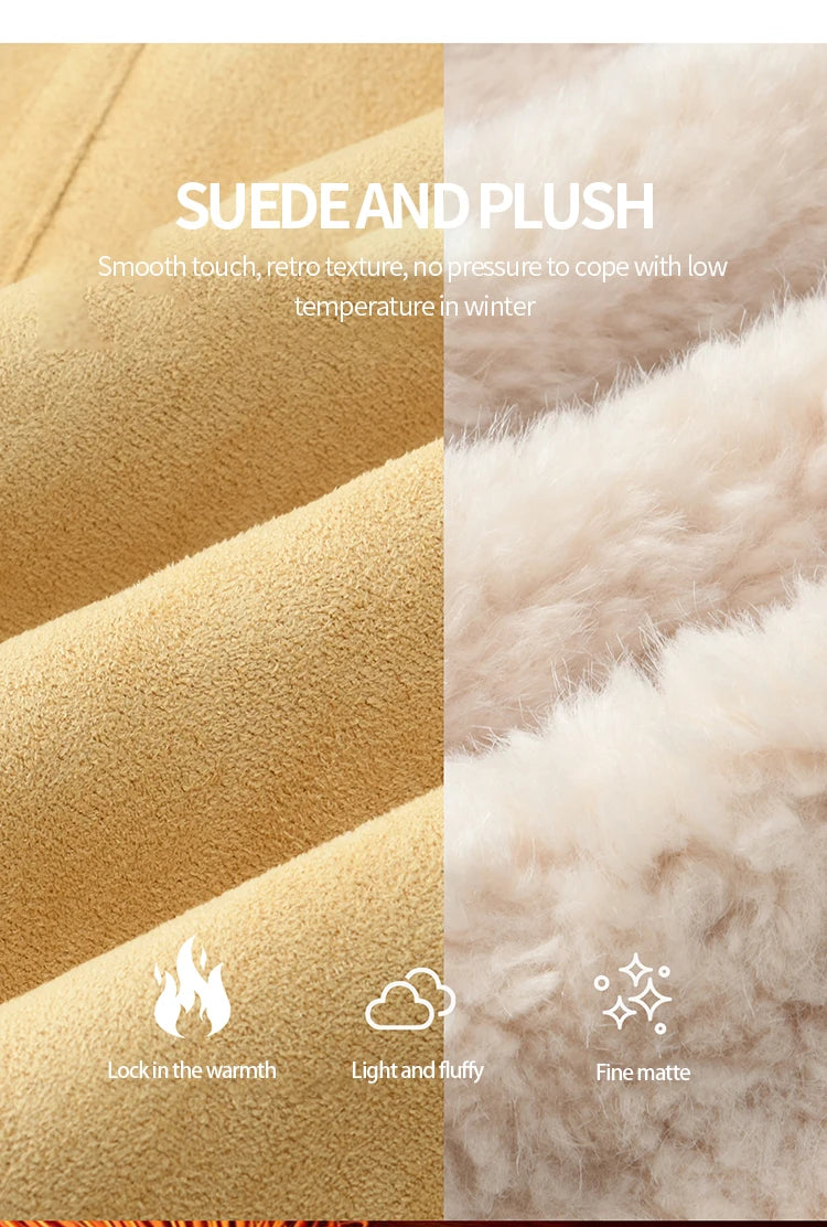 MISHOW Yellow Suede Fur Collar Short Coat Single-Breasted MXE89W0897