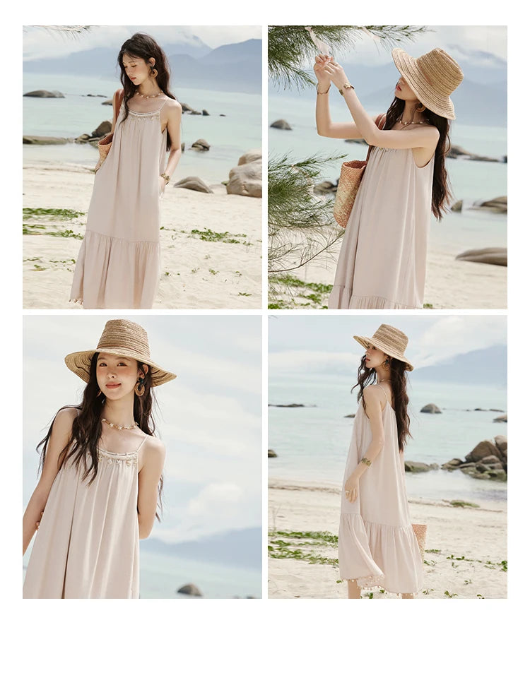 Mishow Lotus Pink Shell Ribbon Camisole Dress MXE33L2156