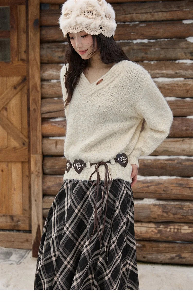 Mishow Luxury V-Neck Ribbed Cuff Pullover MXE87Z2755