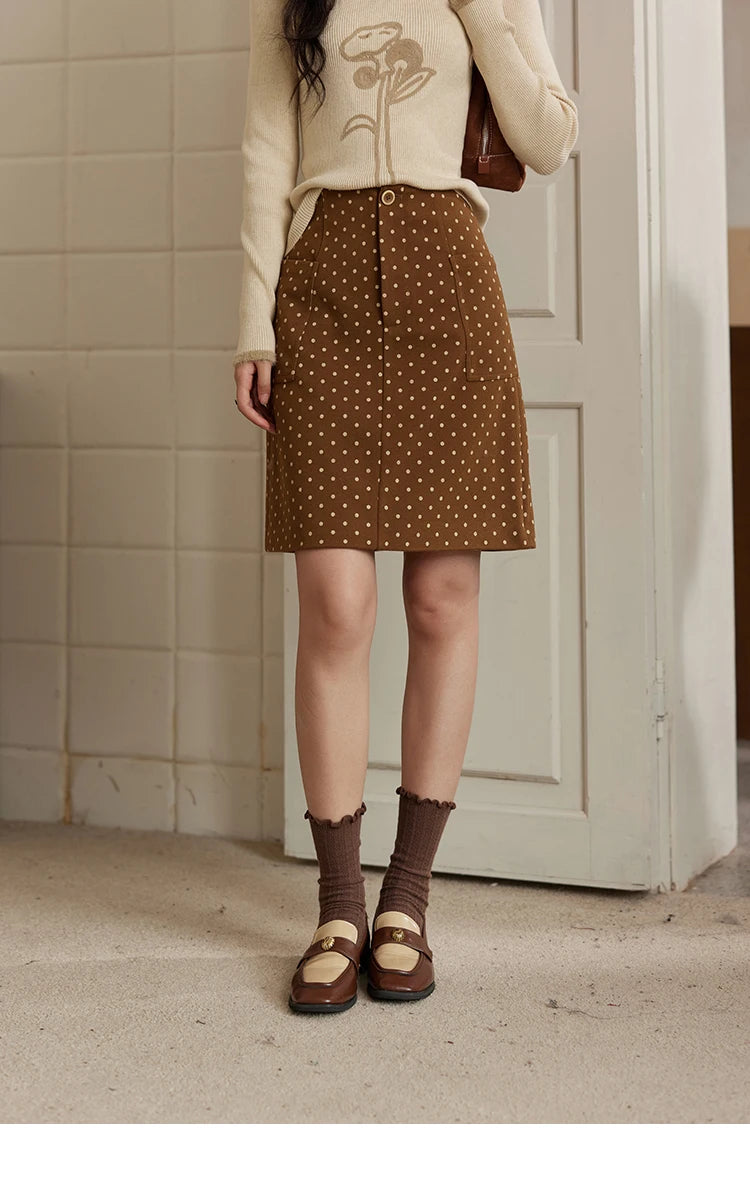 Mishow French Polka Dot High Waist A-Line Skirt MXD34B0576