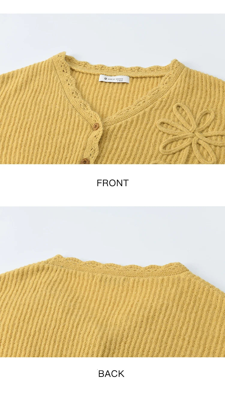 Mishow Yellow V-Neck Cardigan & Slim Camisole Set MXE45T0742