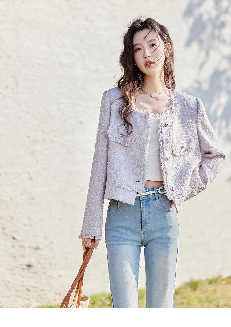 MISHOW Tassel Fragrant Coat Rose Buckle Weave Square Collar MXE13W0733