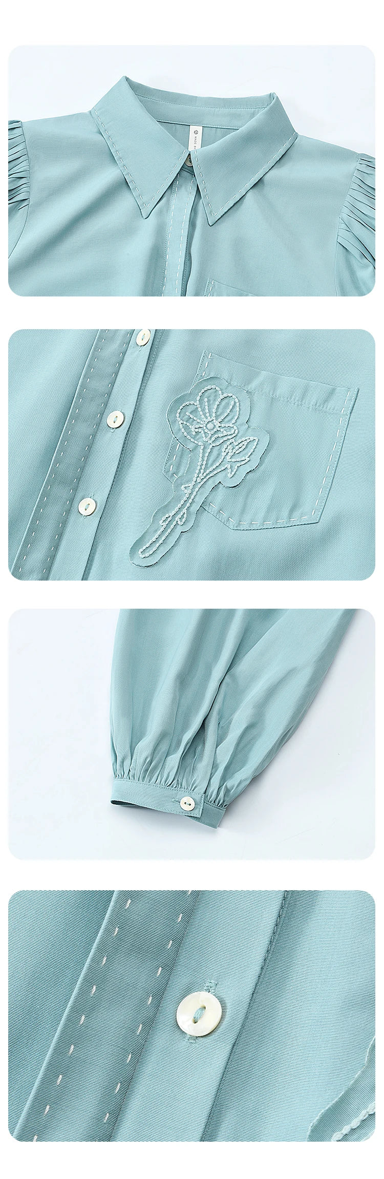 MISHOW Retro Long Sleeve Shirt Lantern Sleeve Embroidery MXD41C0287