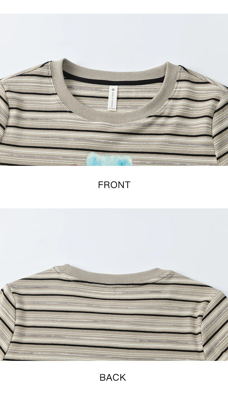 Mishow Striped Pufferfish Print Cotton Tee MXE32T0538