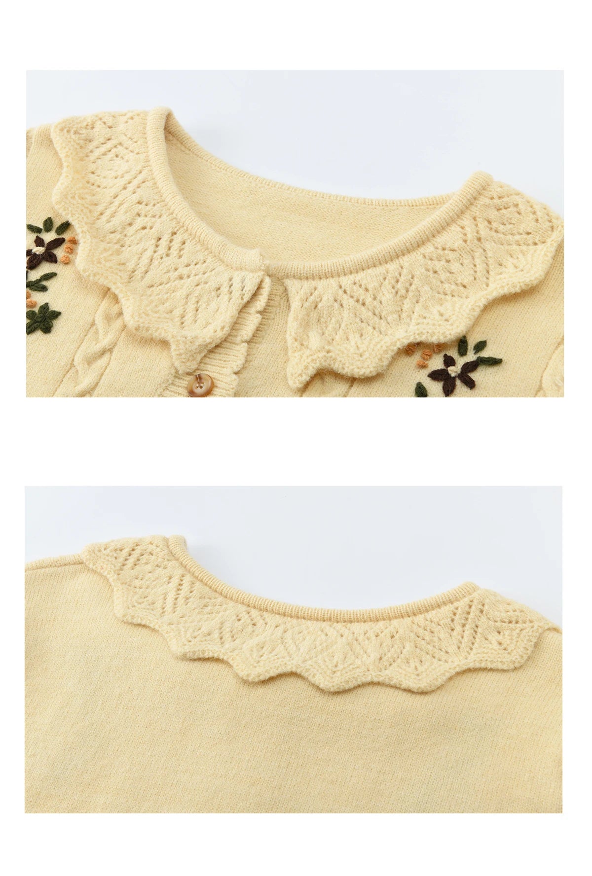 Mishow Peter Pan Collar Floral Cable Cardigan MXF11Z2904