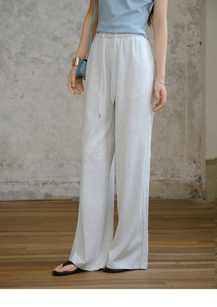 MISHOW Light Grey High Waist Pants Elastic Waist Wide Leg MXE31K0901