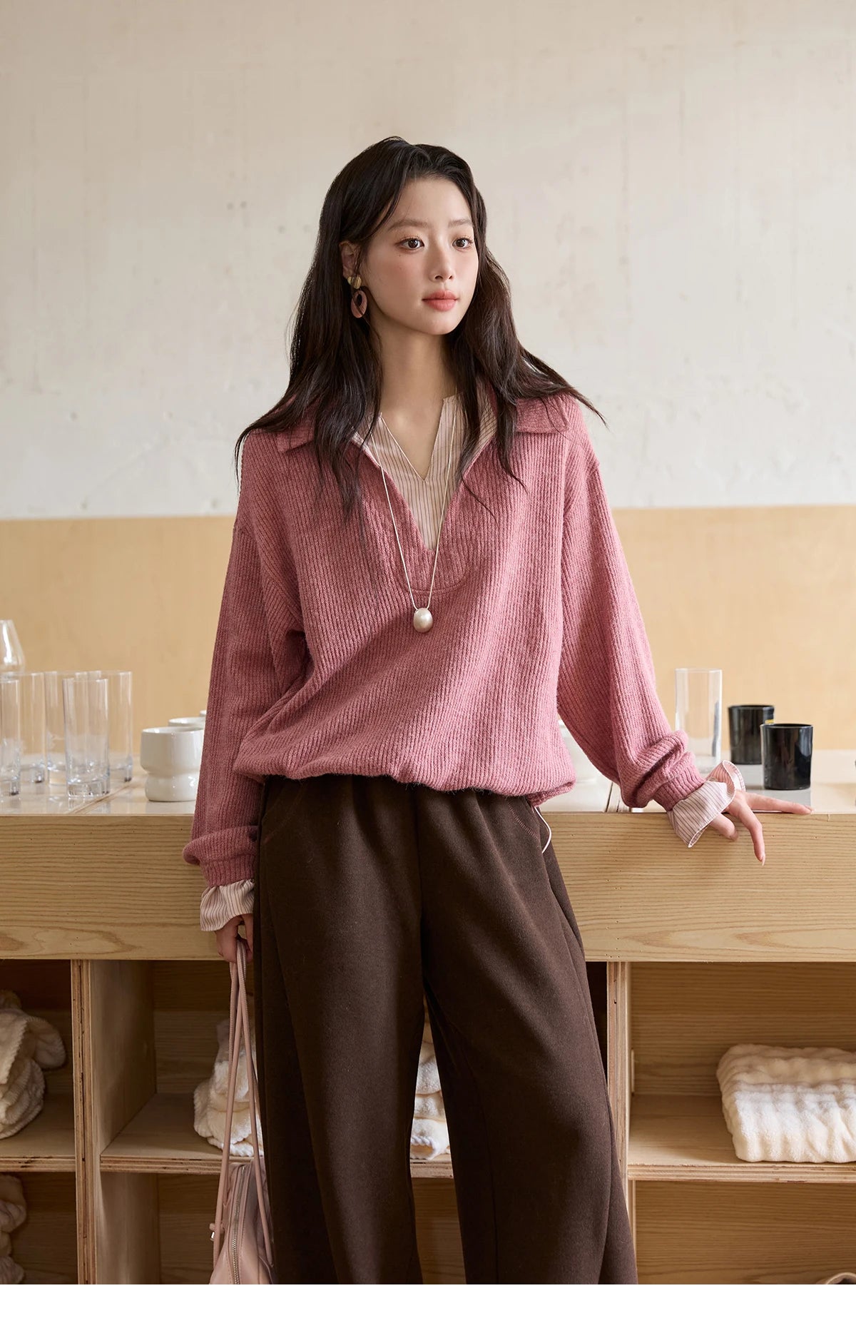 MISHOW Wide-Leg Pants Elastic Waist Pockets Comfortable MXE51K1093