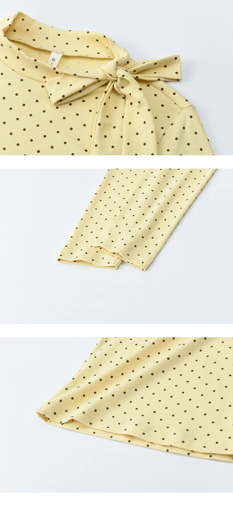 Mishow Yellow Polka Dot Lace Up Collar Pullover MXE45Z1379