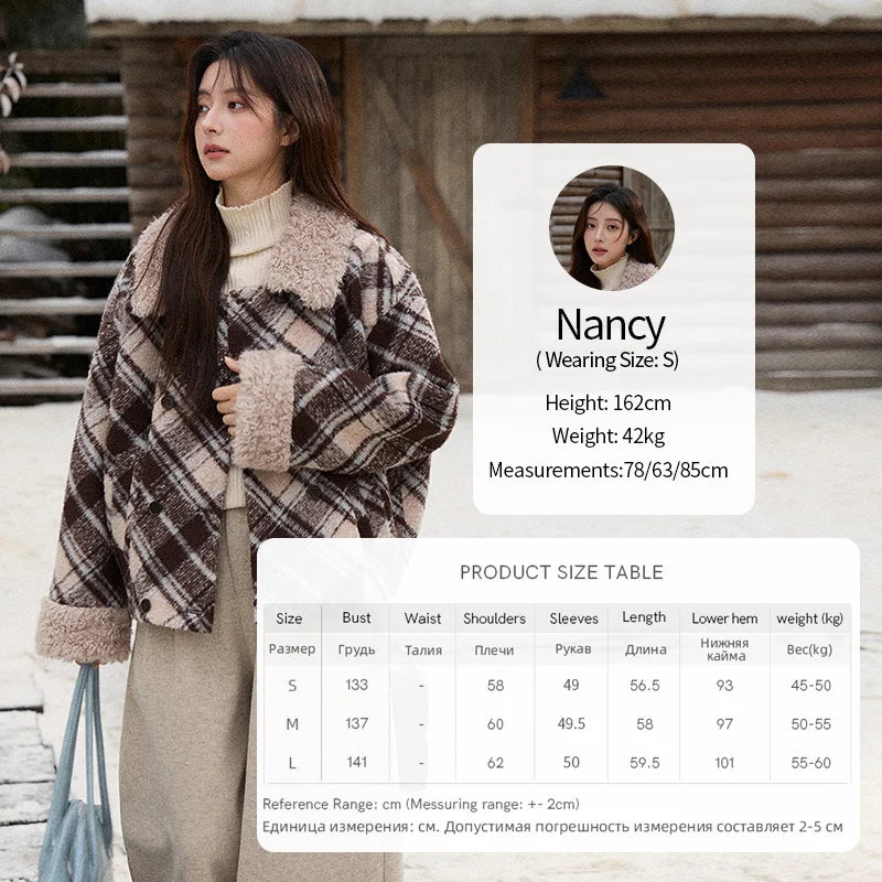 Mishow Retro Plaid Turn-Down Collar Wool Blend Jacket MXE89W0904