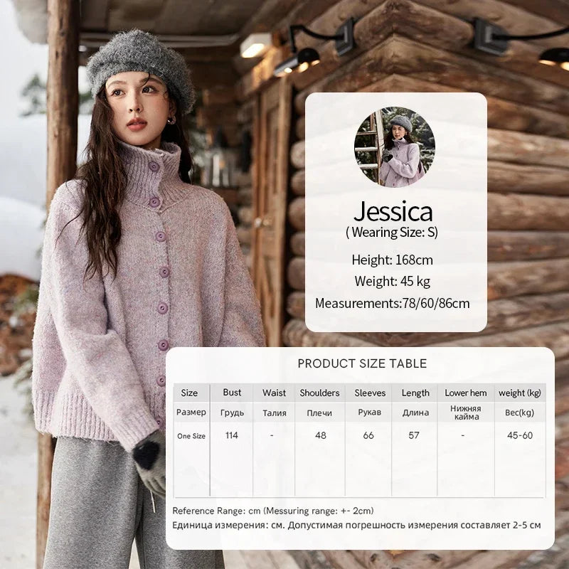 Mishow Turn Down Collar Wool Blend Cardigan MXD59Z1136