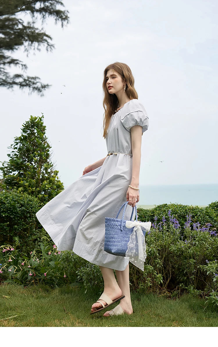 MISHOW 100% Cotton Bohemian Bubble Sleeve Dress MXD26L1940