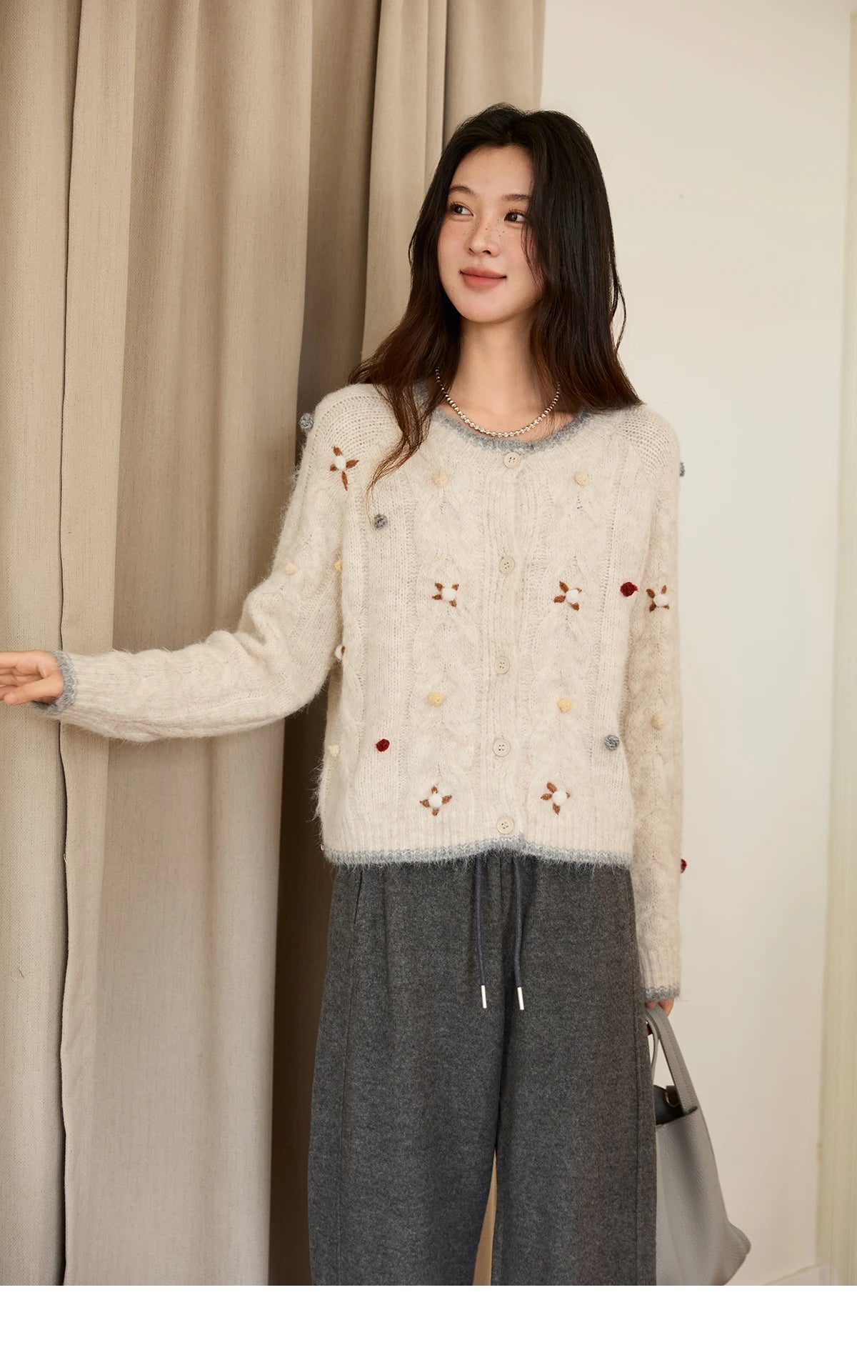 Mishow Hand-Crocheted Wool Blend Cardigan MXE48Z2575