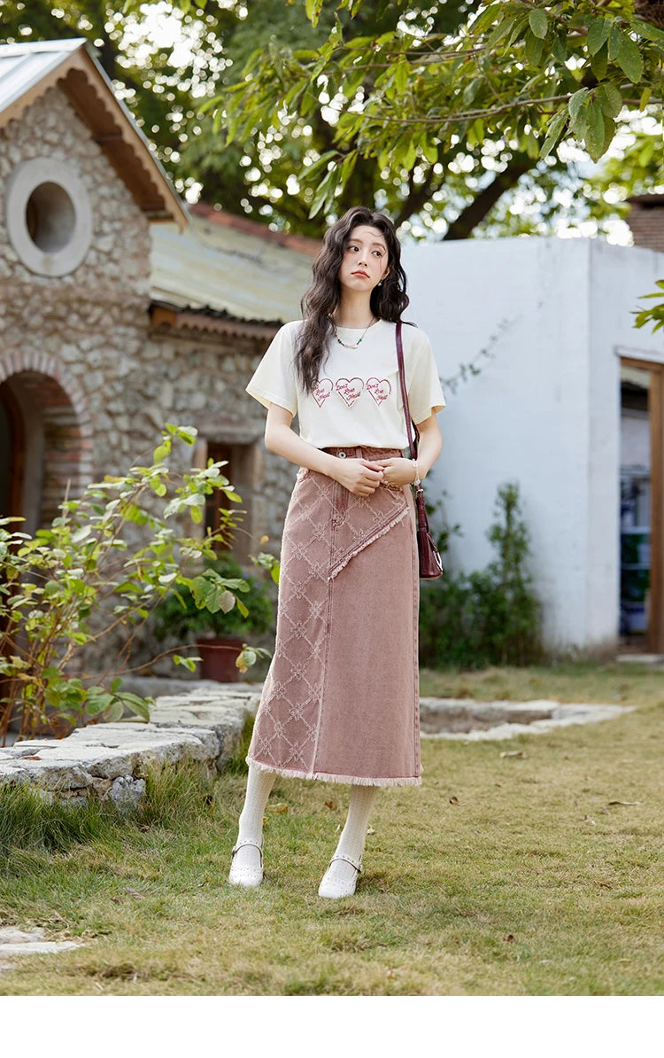 Mishow Cowboy Thick Jacquard Jacket & Mid Long Skirt Set MXE14W0754