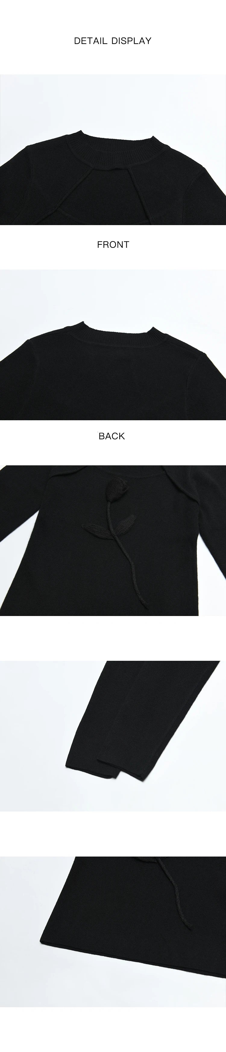 Mishow French Vintage Black Hollow Mock Neck Sweater MXD42Z0731