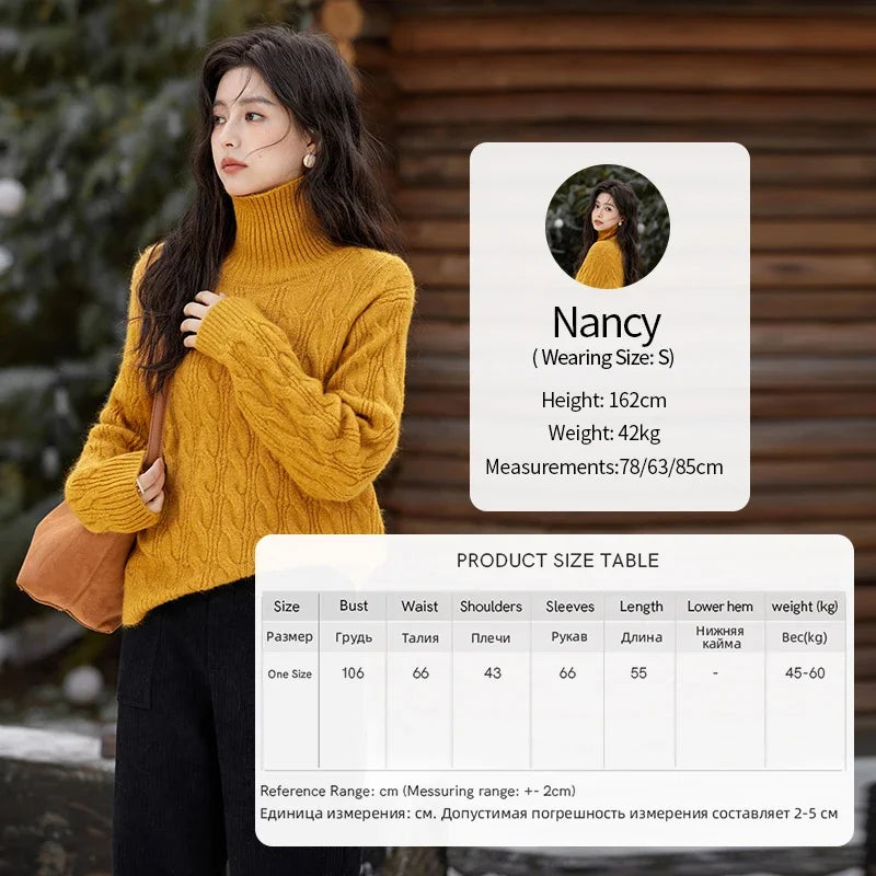 Mishow Turtleneck Texture Solid Warm Pullover MXD57Z1090