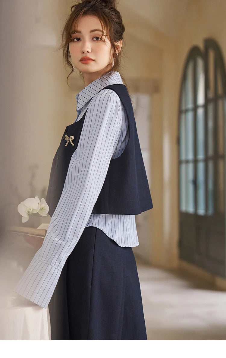 Mishow French Bow Square Neck Vest Coat MXD12W0294