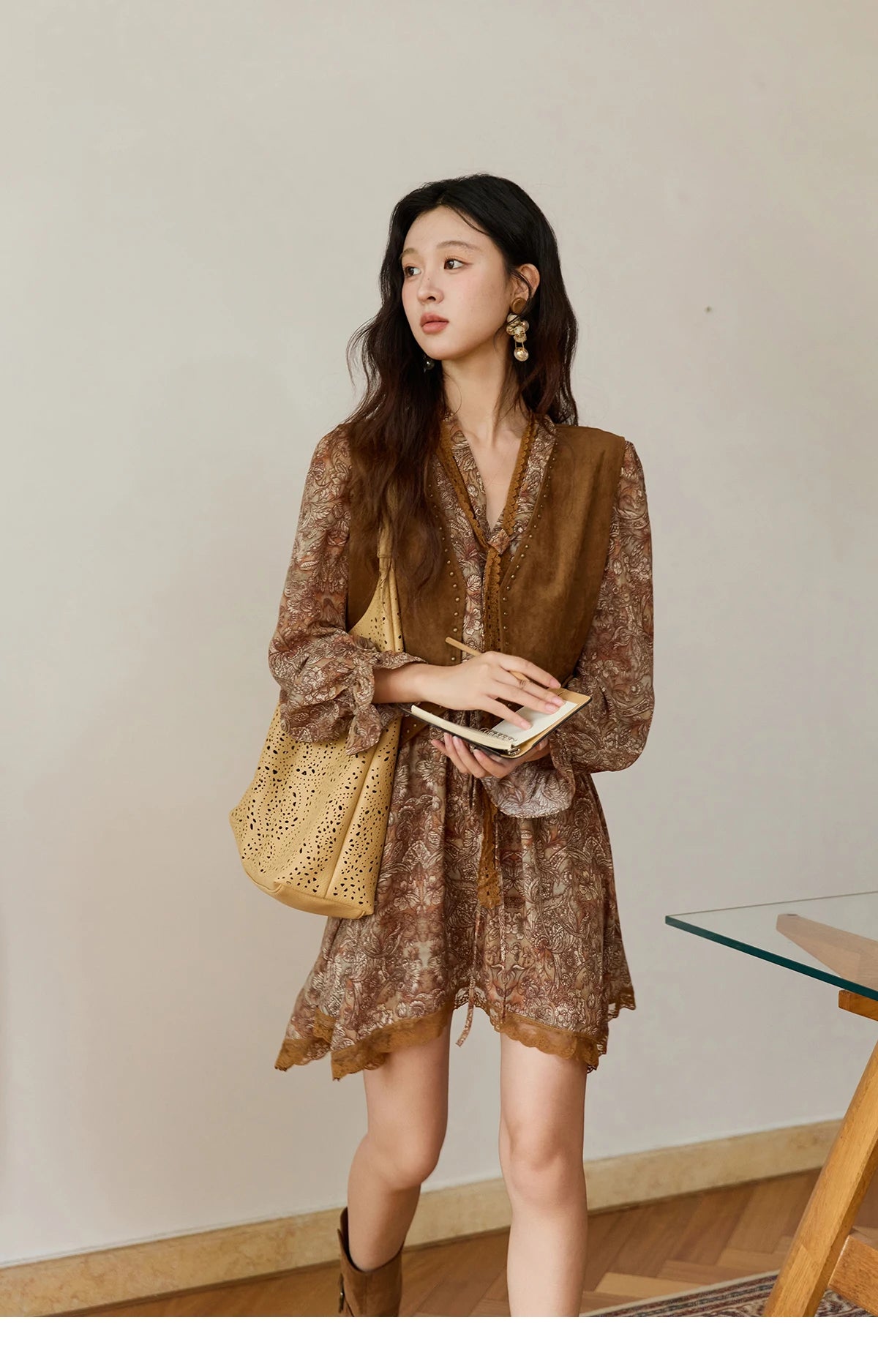Mishow French Suede Rivet V-Neck Vest MXE46L2518