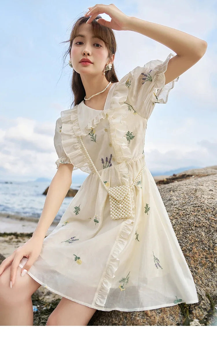 Mishow Fairycore Floral Flare Sleeve Ruffled Dress MXC38L1518