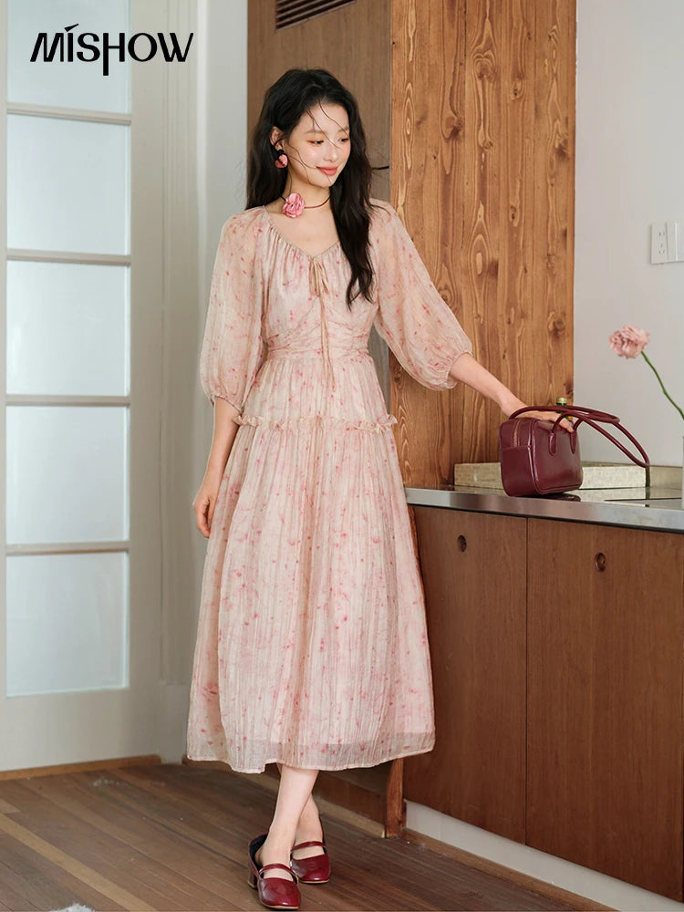 Mishow Korean Floral Convertible Off Shoulder Dress MXE41L2479