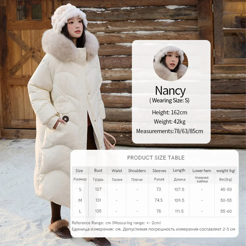 Mishow Fox Fur Collar 90% White Duck Down Jacket MXE51Y0082