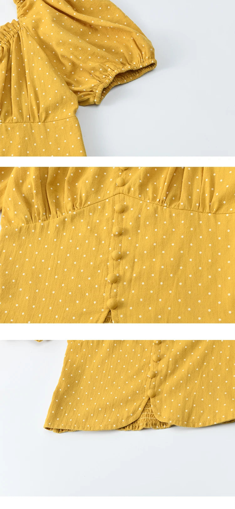 MISHOW Yellow Polka Dot One Shoulder Blouse Back Elastic Lace-Up MXE35X1840