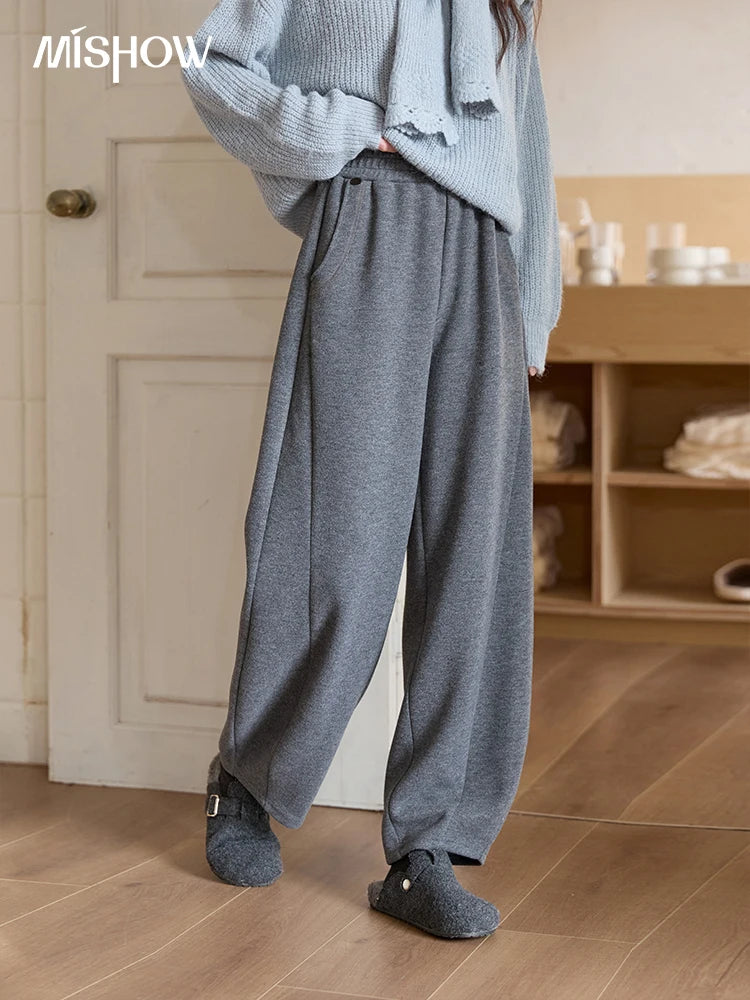 MISHOW Wide-Leg Pants Elastic Waist Pockets Comfortable MXE51K1093
