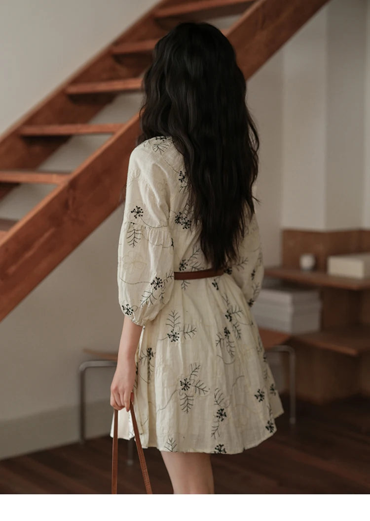 MISHOW Embroidered Doll Lantern Sleeve Dress MXE41L2480