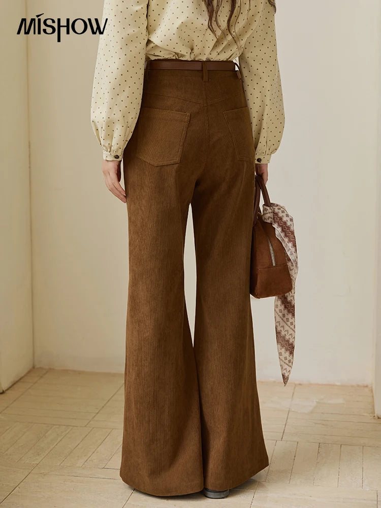 MISHOW Vintage Corduroy Flare Pants High Waist Slim MXE45K1069