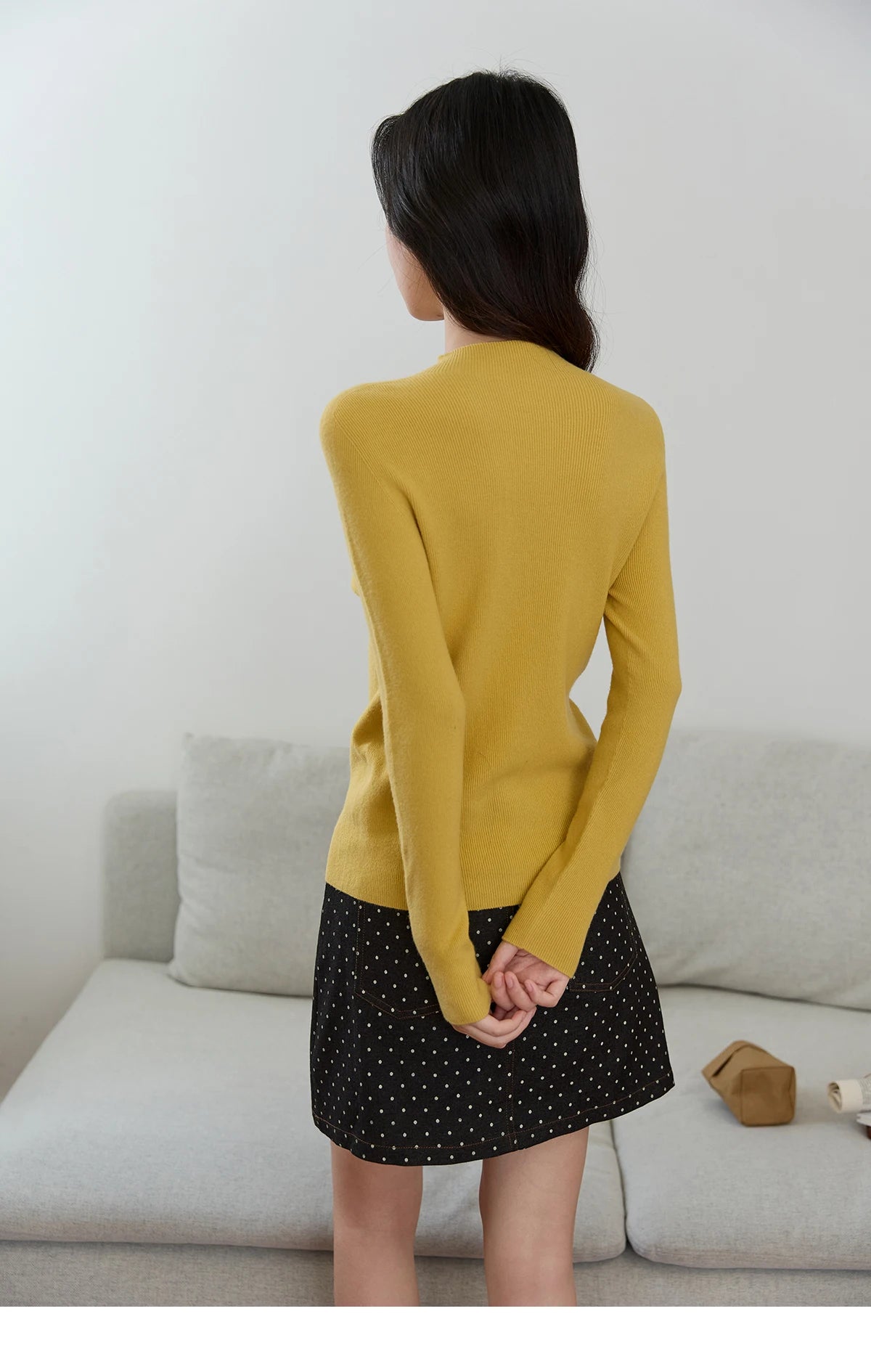 Mishow Minimalist Mock Neck Slim Pullover MXE48Z2583