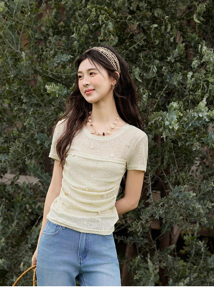 Mishow Solid Knit Fold Detail Office Tee MXE32Z1232