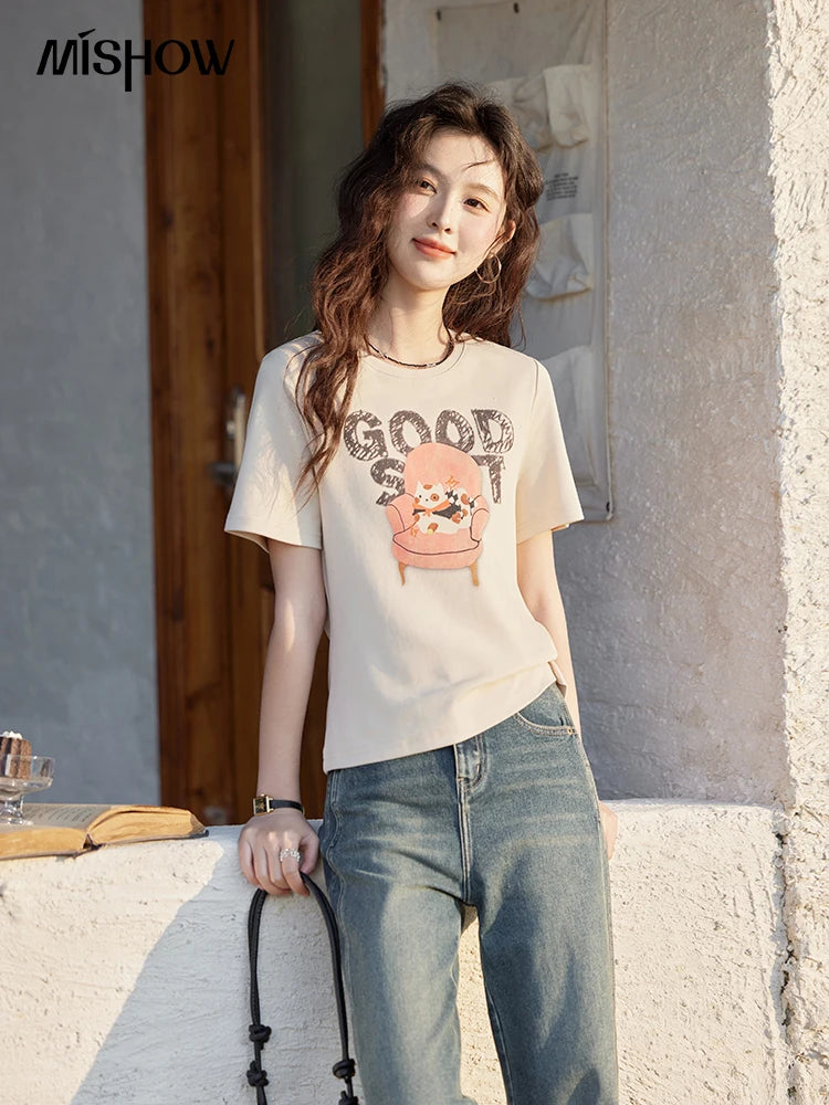 MISHOW Printed Round Neck Soft Cotton Tee MXE13T0461