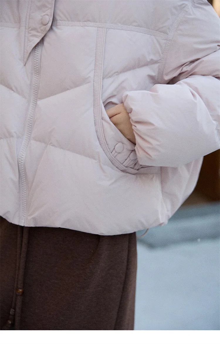 Mishow Hooded 90% White Duck Down Short Coat MXE51Y0080