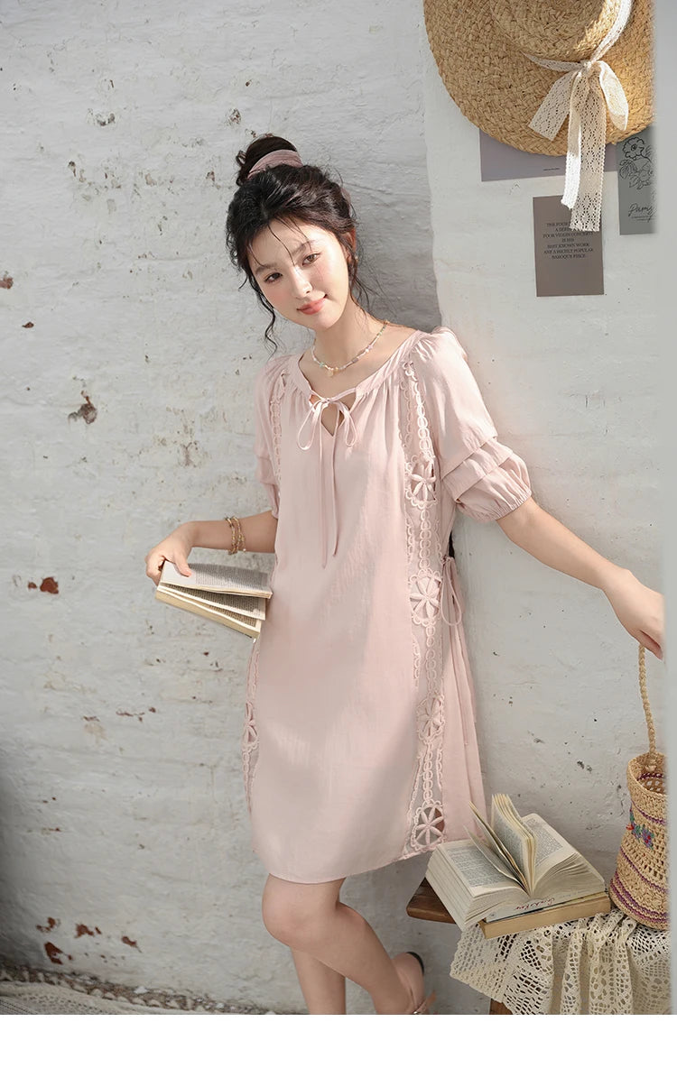 Mishow French Hollow Embroidered Lace-Up Dress MXD30L1950