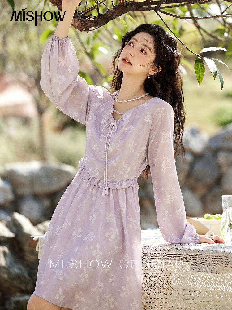 MISHOW Iris Chiffon Black Fungus Edge Fairy Dress MXE13L2095