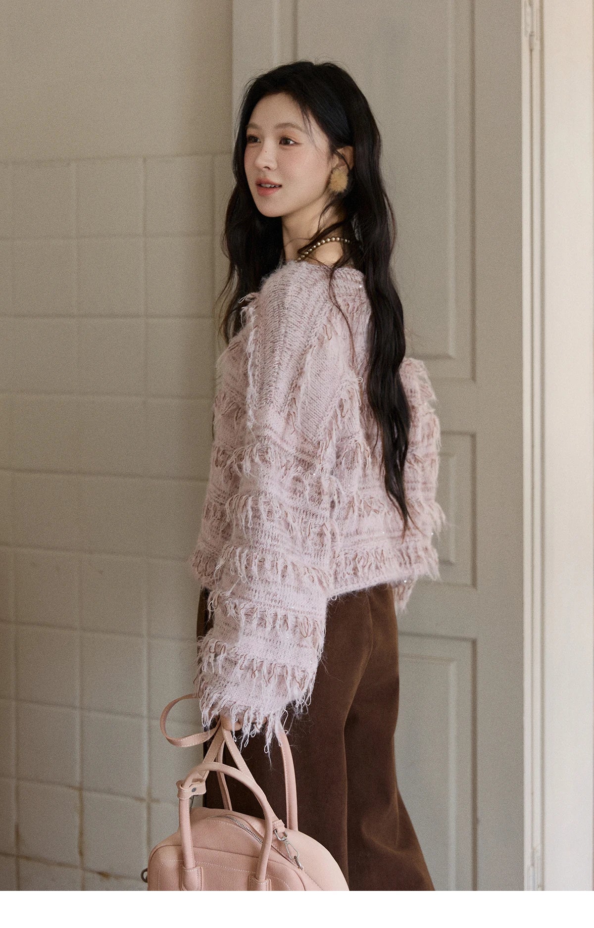 Mishow Tassel Bead Wool Blended Thick Sweater MXE90Z2822
