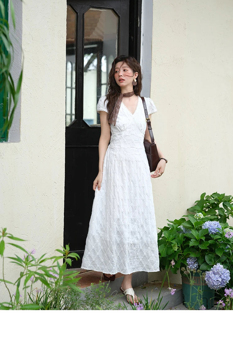 Mishow V-Neck Lace Spliced Embroidery Dress MXE38L2378