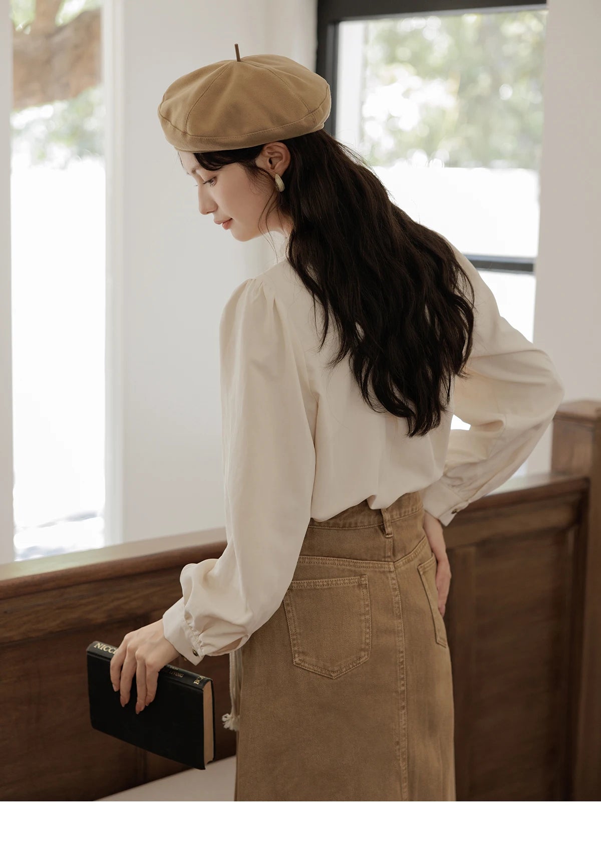 MISHOW French Lapel V-Neck Shirt Retro Button Pockets MXD43C0306