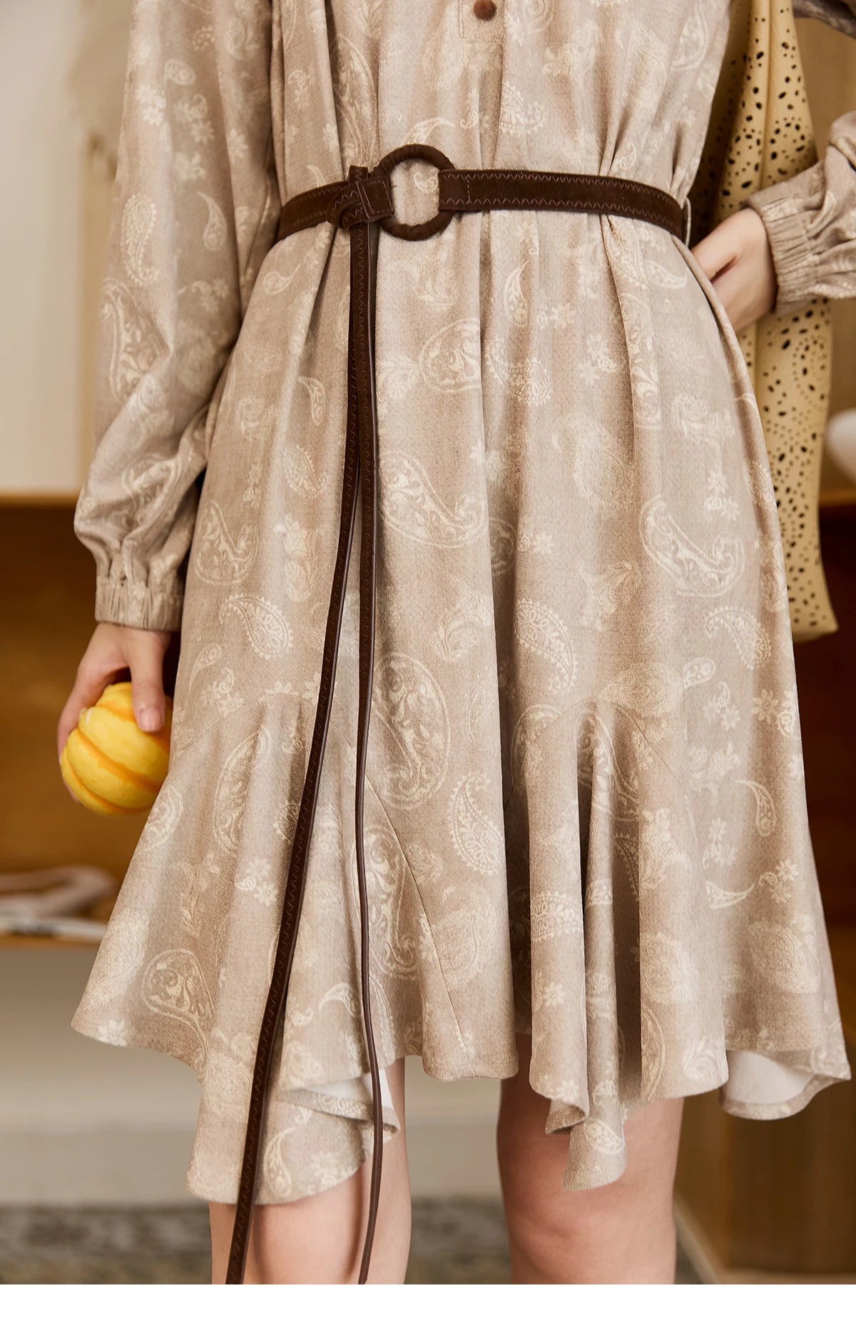 Mishow Cashew Flower Irregular Hem Mid-Length Dress MXE48L2513