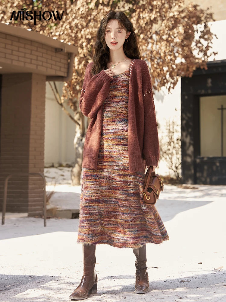 Mishow Retro Knitted Cardigan & Suspender Dress Set MXC59L1625