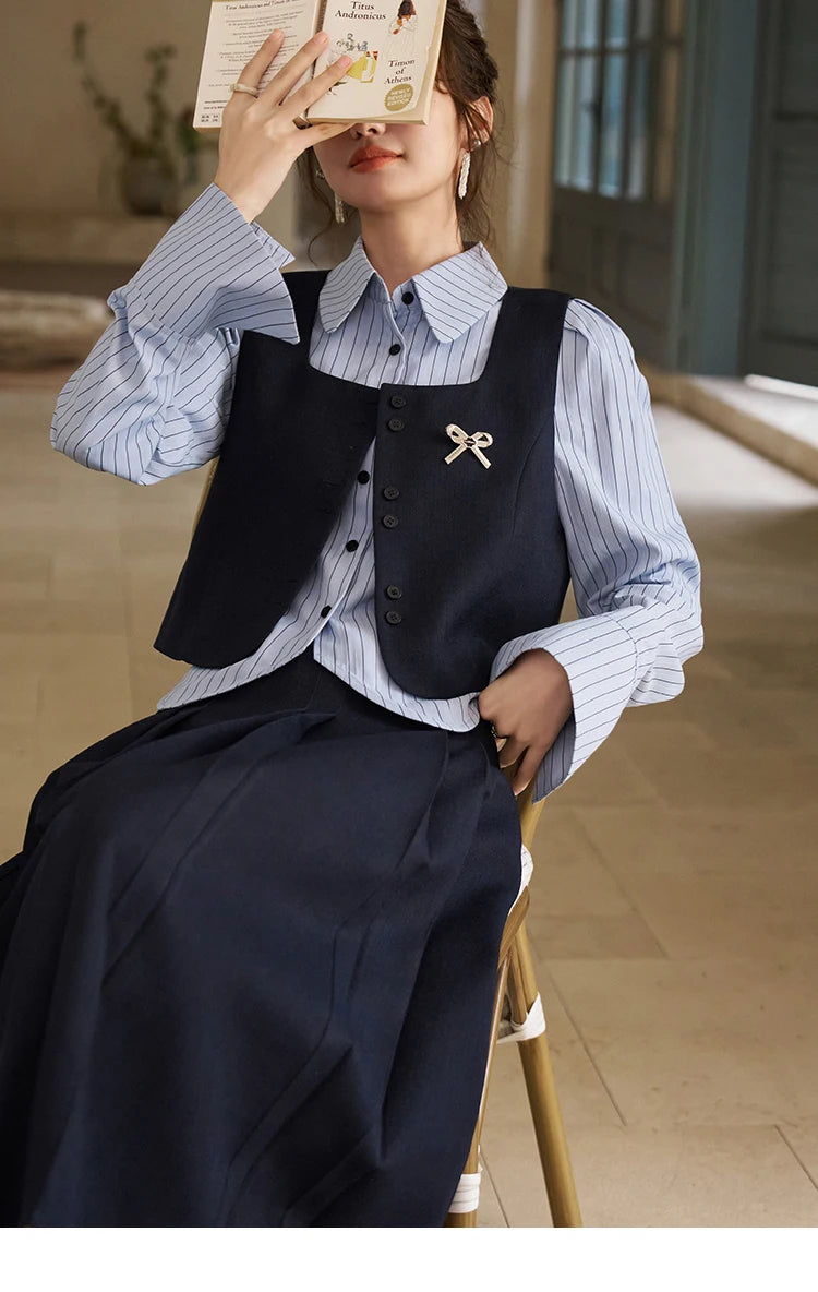 Mishow French Bow Square Neck Vest Coat MXD12W0294
