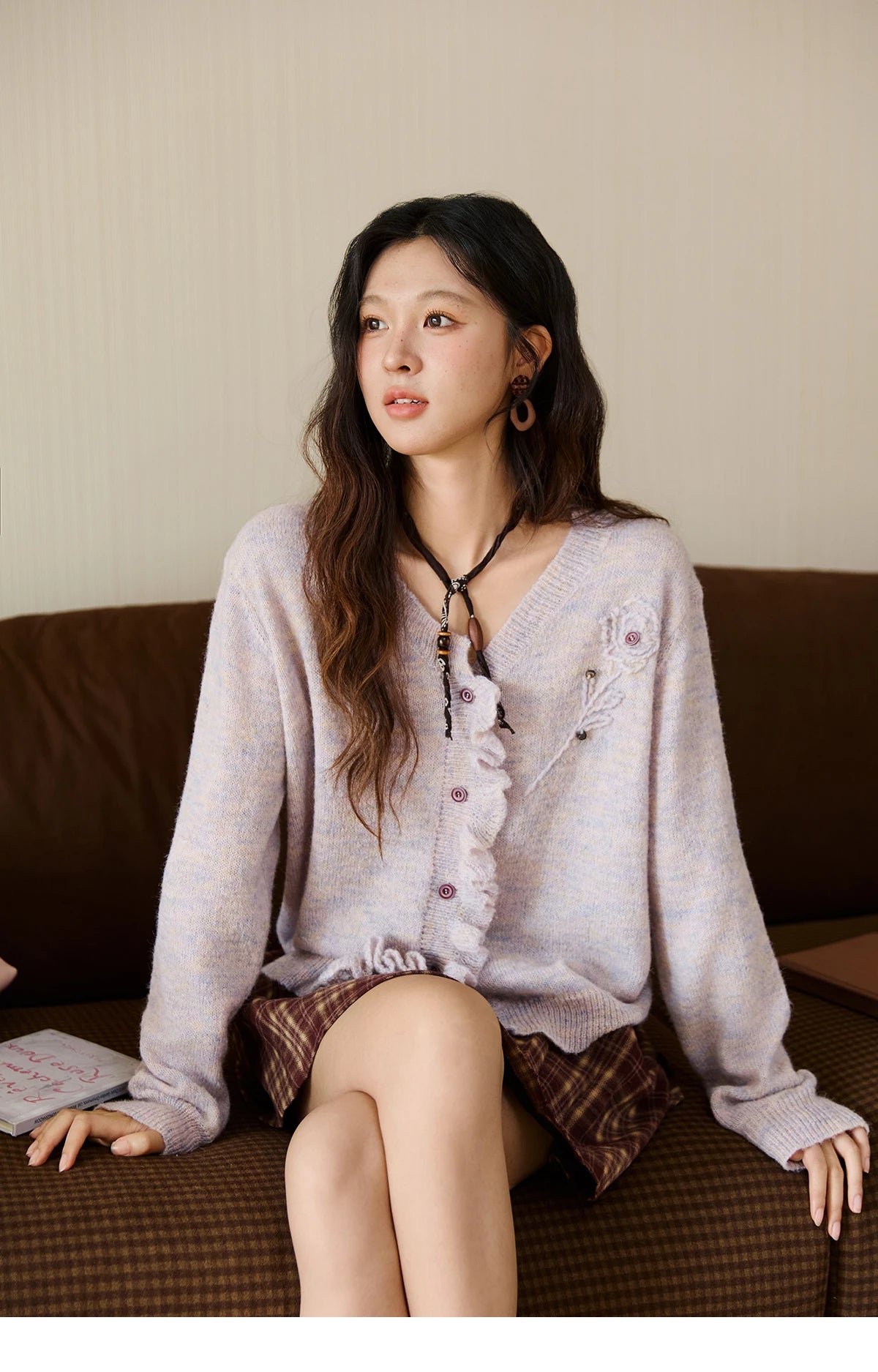 Mishow French Flower Embroidered V-Neck Cardigan MXE47Z2498