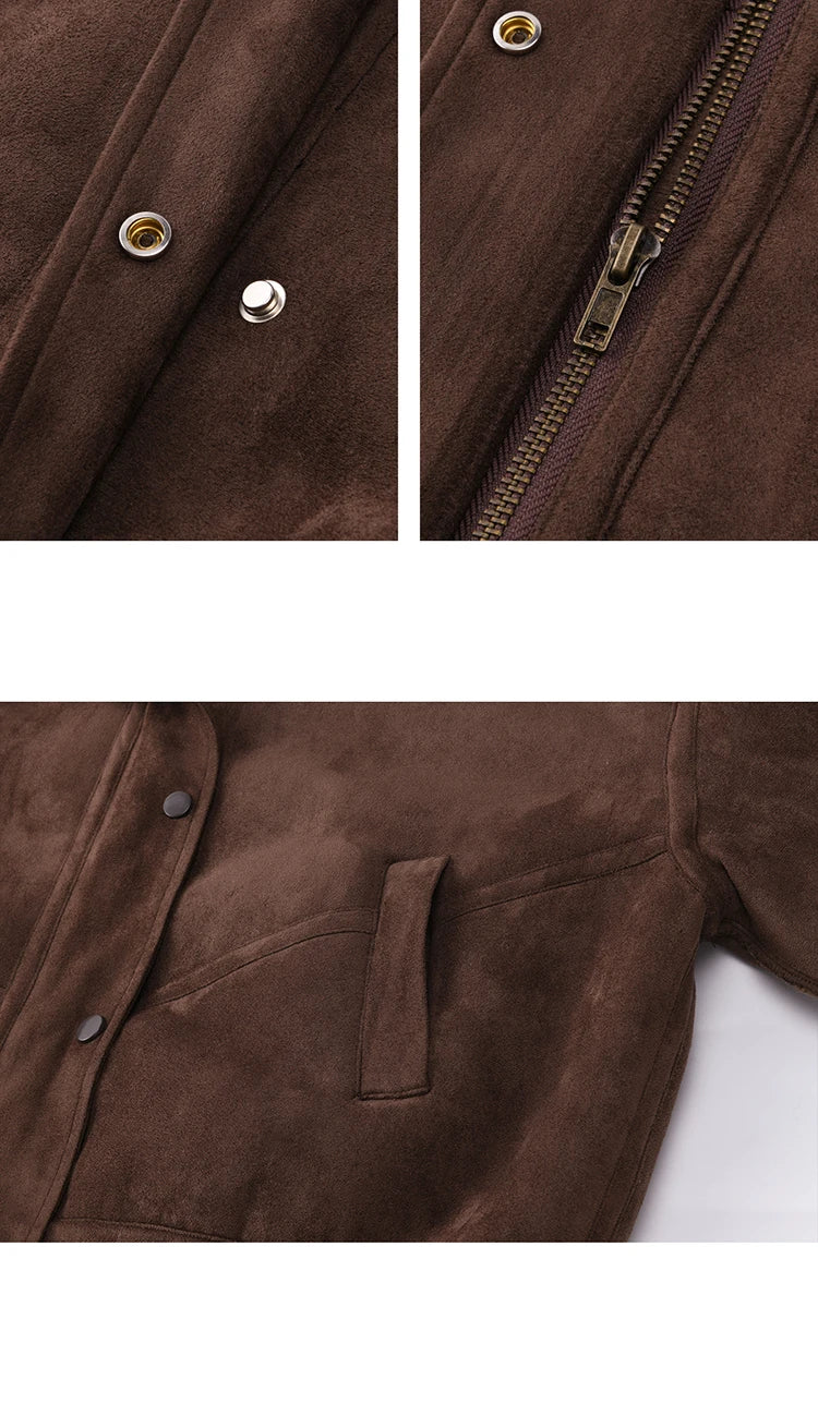 MISHOW Blue Plush Jacket Turn-Down Collar Zip-Up Loose MXE87W0917