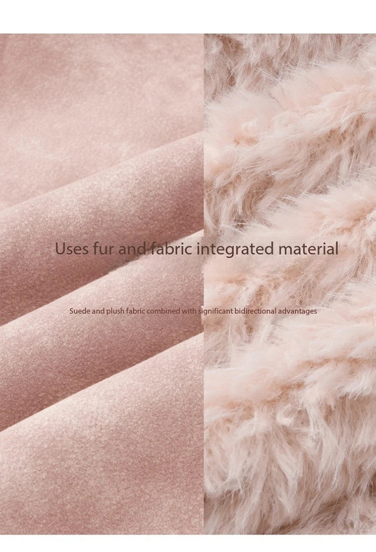 MISHOW Pink Plush Patchwork Coat Stand Collar Windproof MXE51W0911